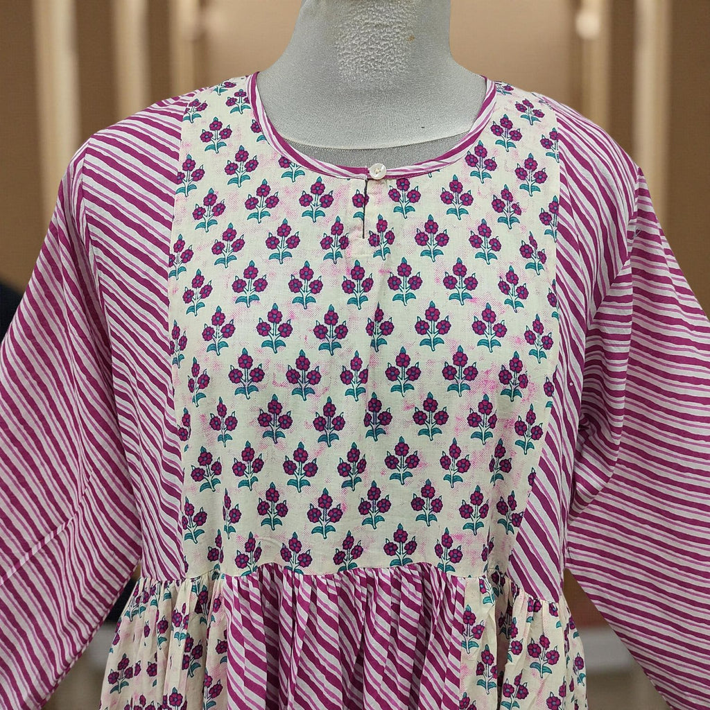 L-XL Heba Cotton Printed Dress 57" Long Jalabiya