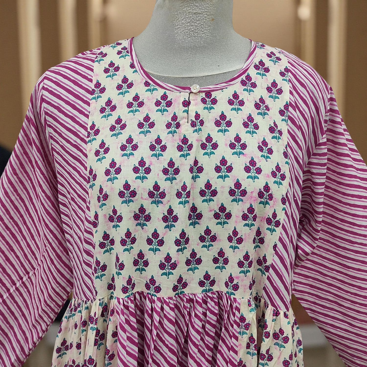 L-XL Heba Cotton Printed Dress 57" Long Jalabiya