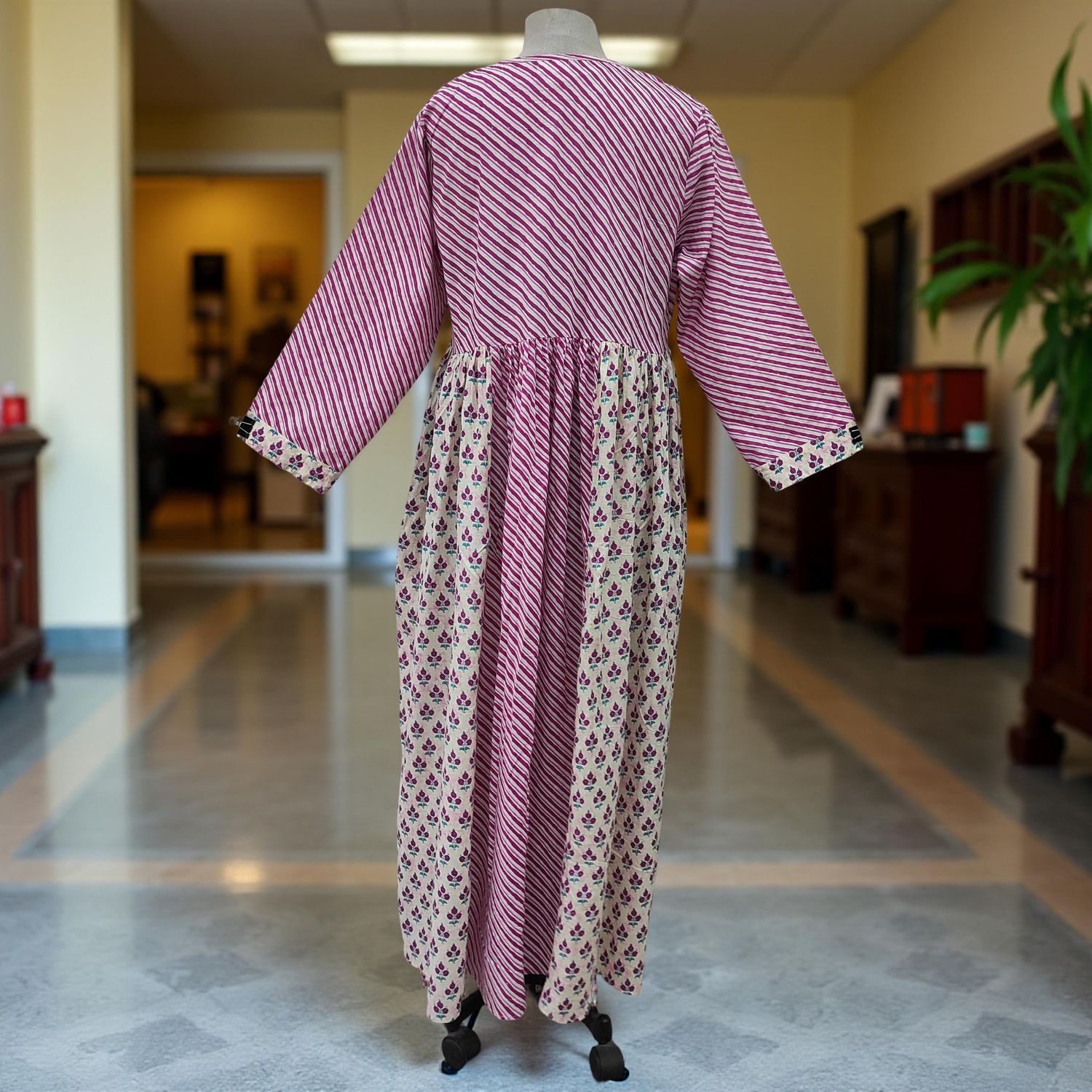 L-XL Heba Cotton Printed Dress 57" Long Jalabiya