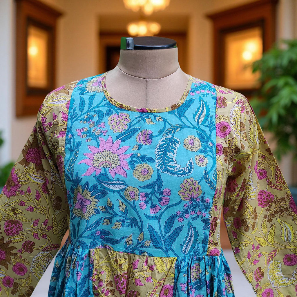 XS-S Heba Cotton Printed Dress 54" Long Jalabiya