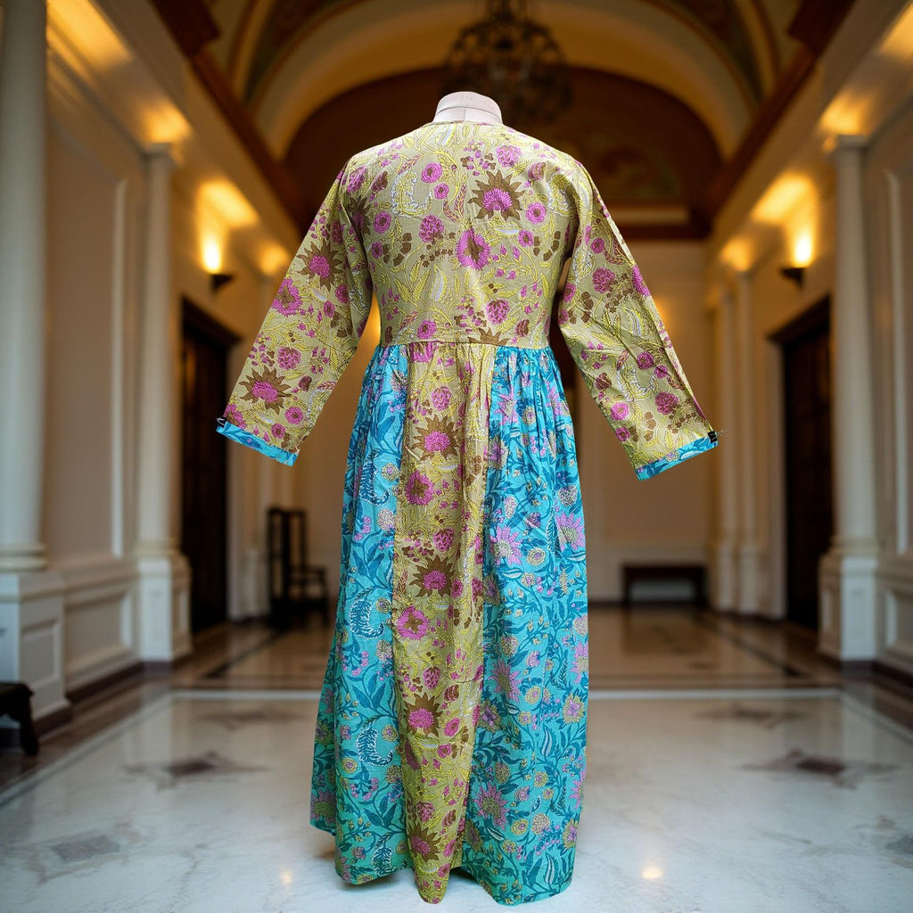 L-XL Heba Cotton Printed Dress 57" Long Jalabiya