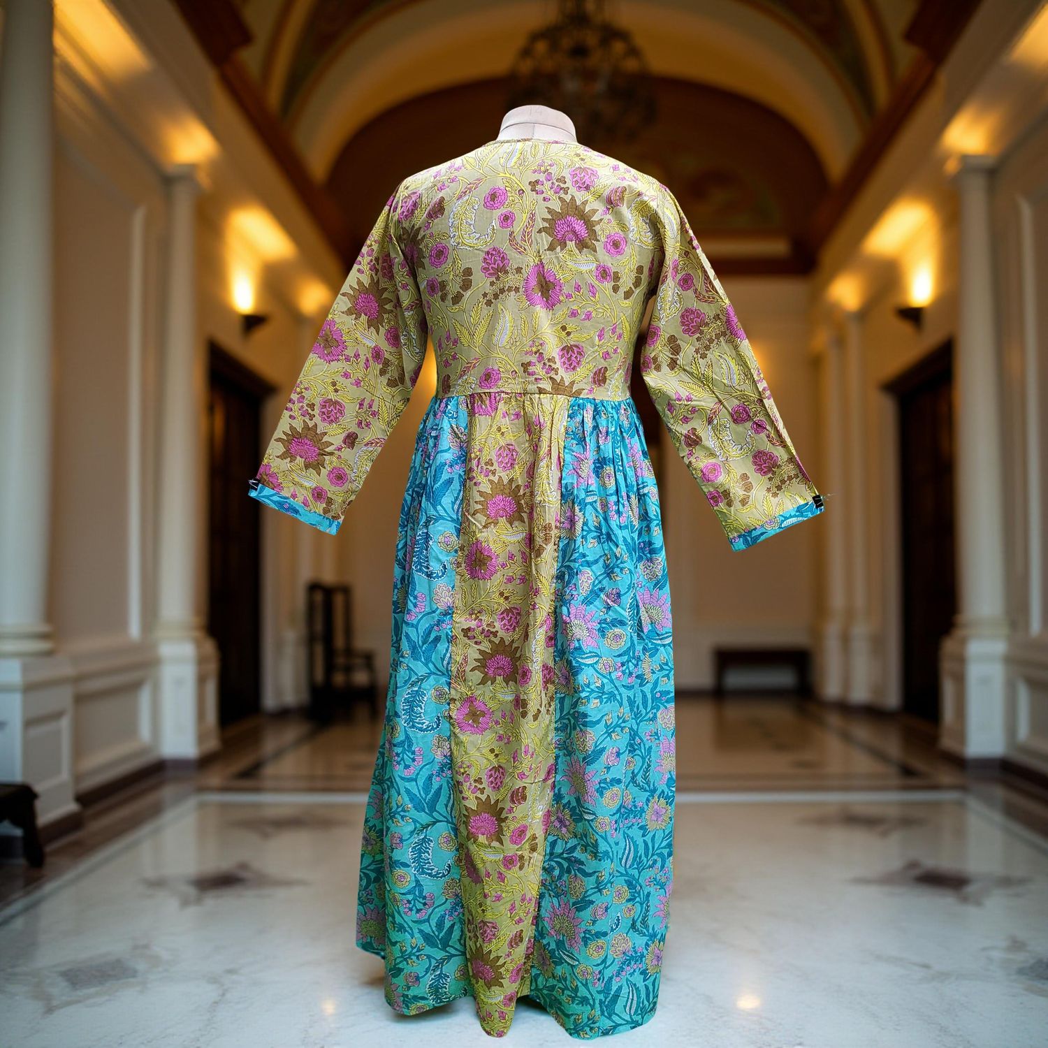 XS-S Heba Cotton Printed Dress 54" Long Jalabiya