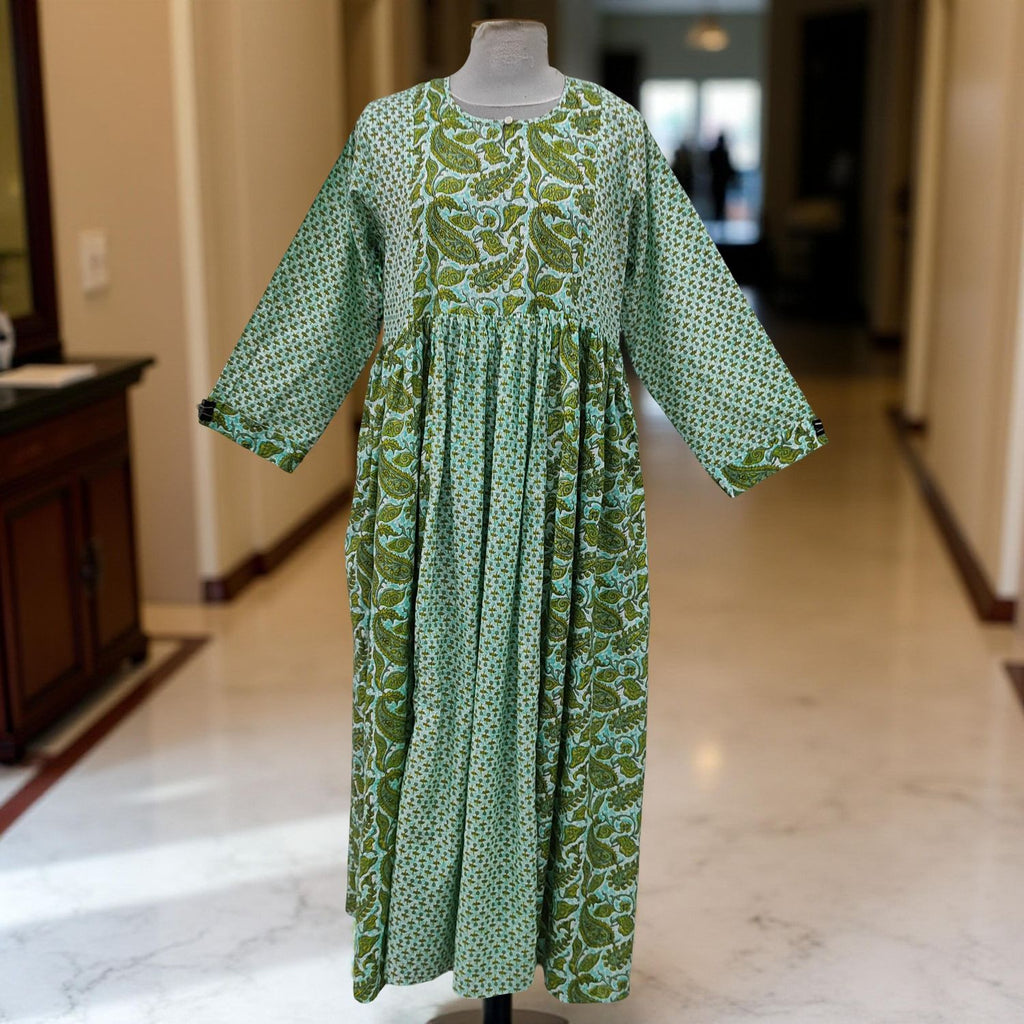 S-M Heba Cotton Printed Dress 57" Long Jalabiya