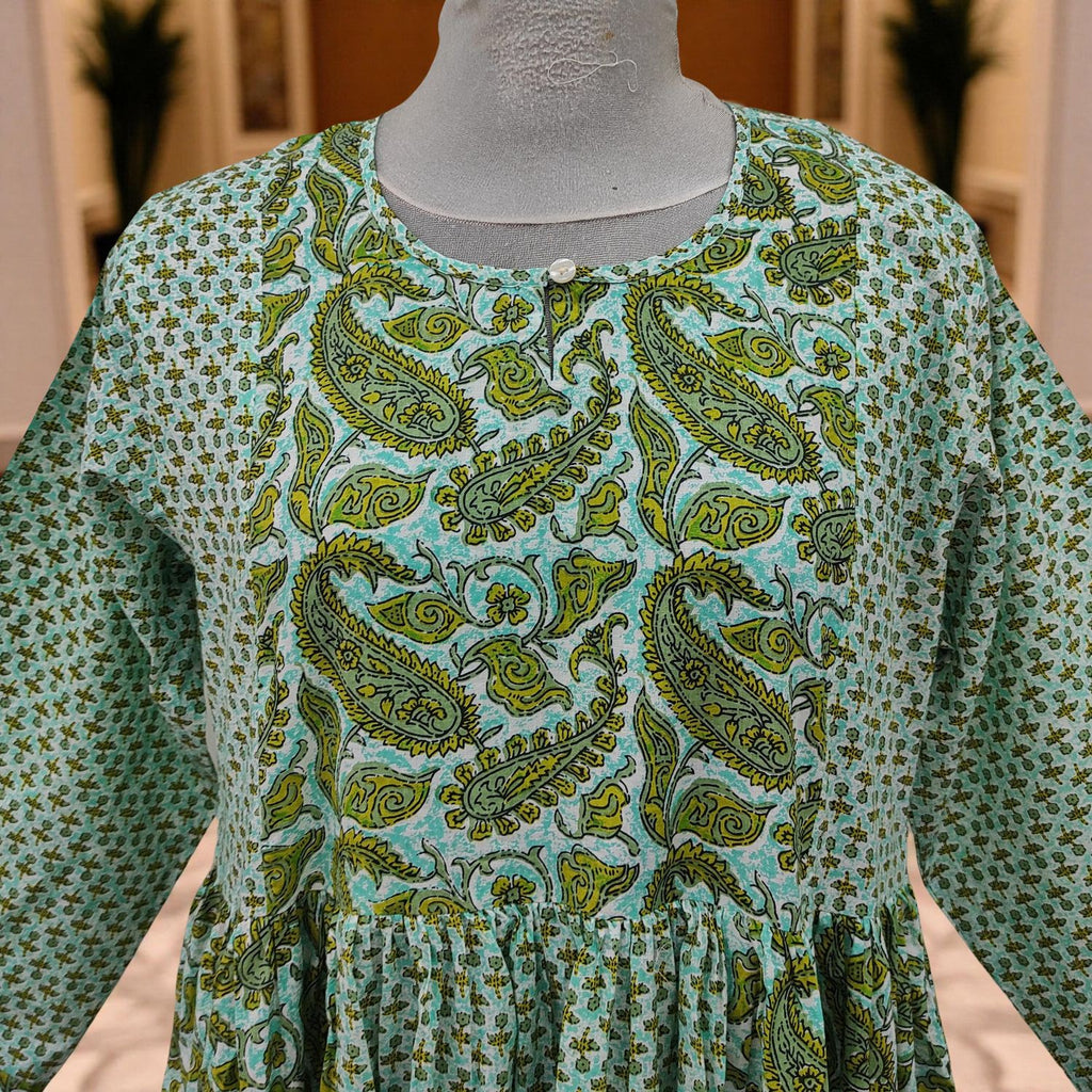 S-M Heba Cotton Printed Dress 57" Long Jalabiya