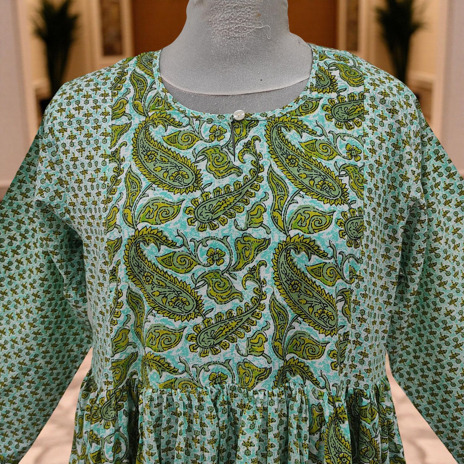 S-M Heba Cotton Printed Dress 57" Long Jalabiya