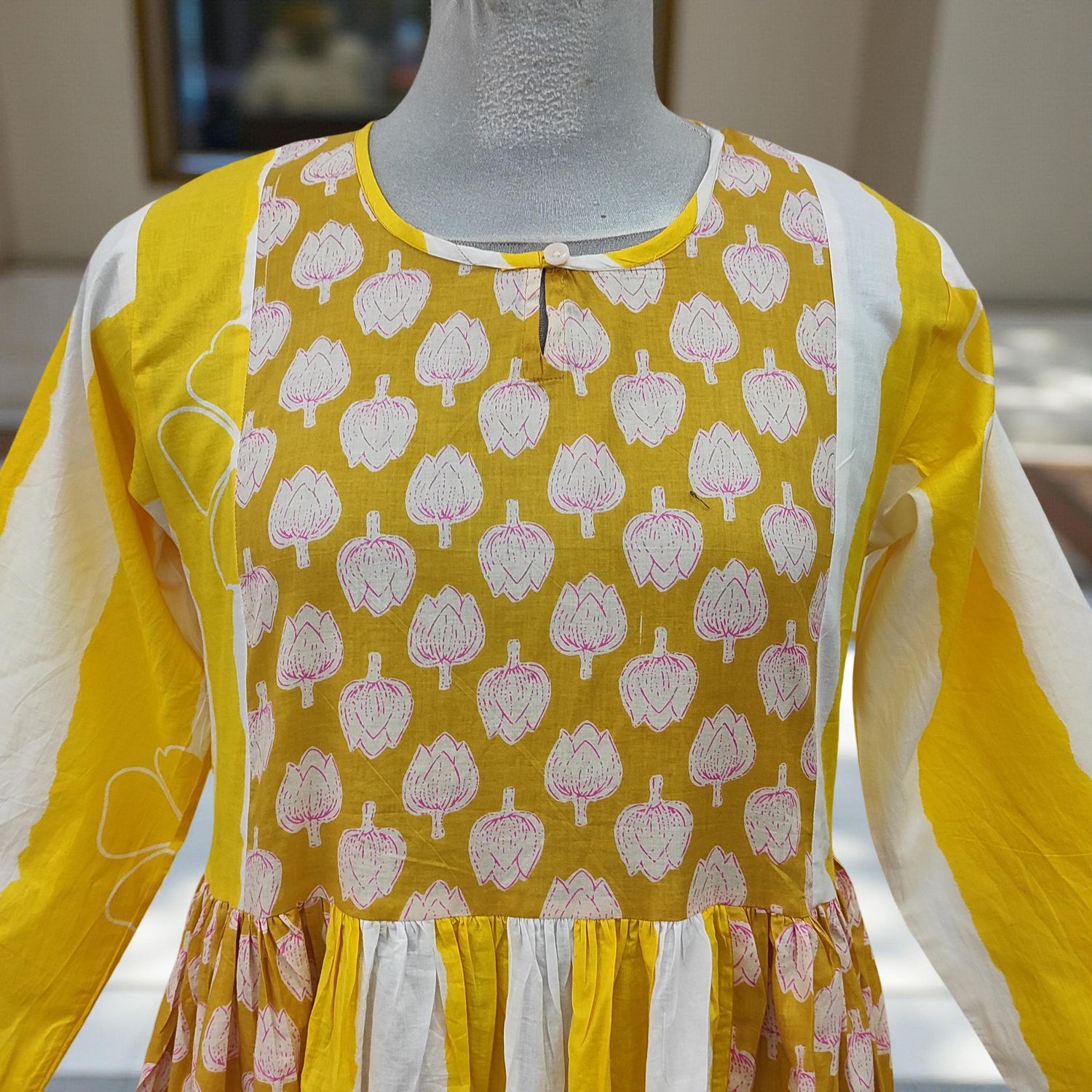L-XL Heba Cotton Printed Dress 57" Long Jalabiya