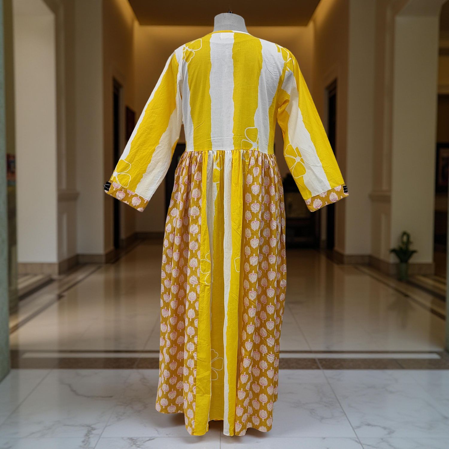 L-XL Heba Cotton Printed Dress 57" Long Jalabiya