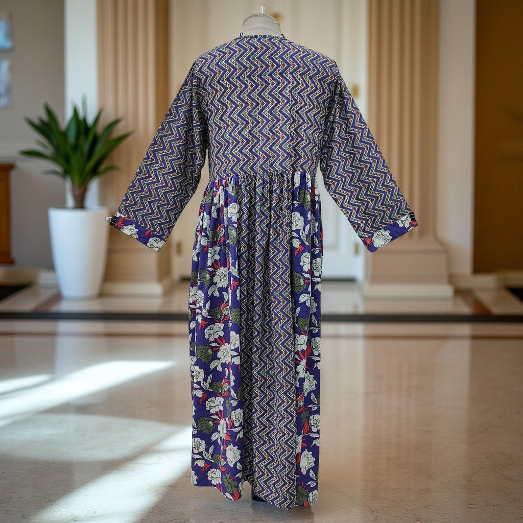 XS-S Heba Cotton Printed Dress 54" Long Jalabiya