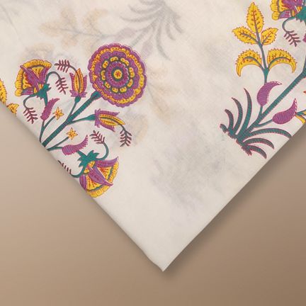 4 Meter Cotton Hand Printed Fabric