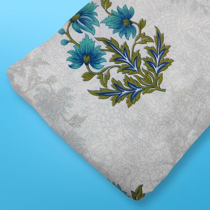 4 Meter Cotton Hand Printed Fabric