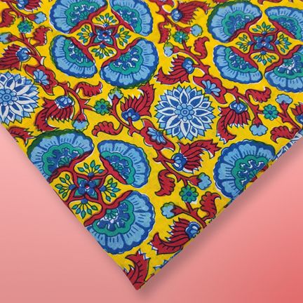 4 Meter Cotton Hand Printed Fabric
