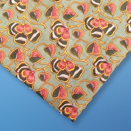 4 Meter Cotton Hand Printed Fabric
