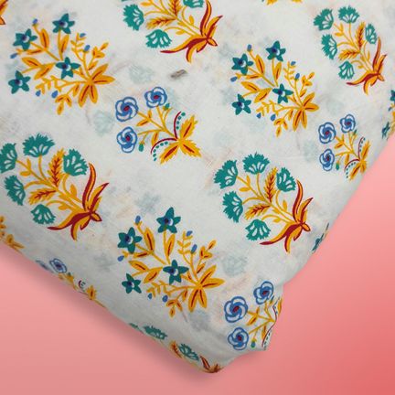 4 Meter Cotton Hand Printed Fabric