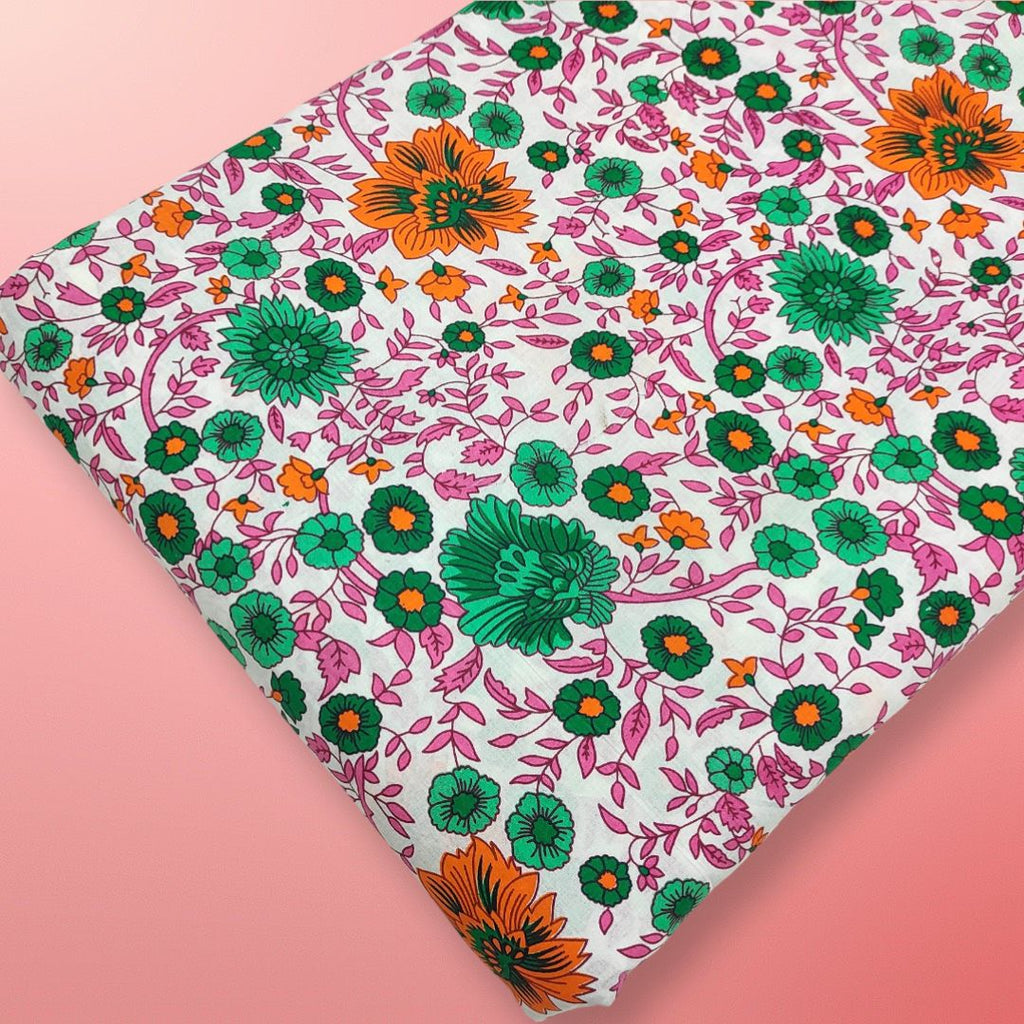 4 Meter Cotton Hand Printed Fabric