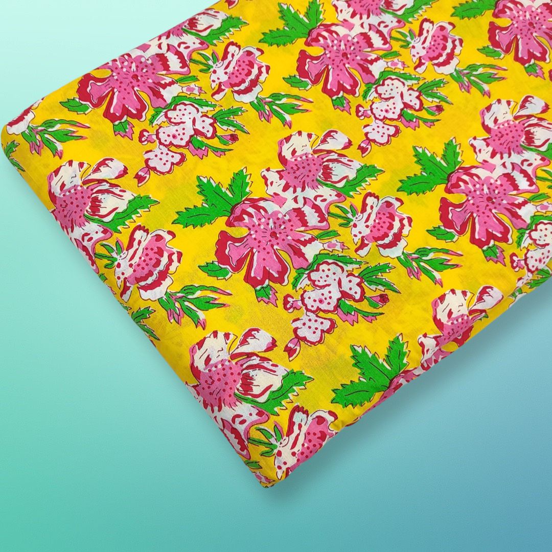 4 Meter Cotton Hand Printed Fabric