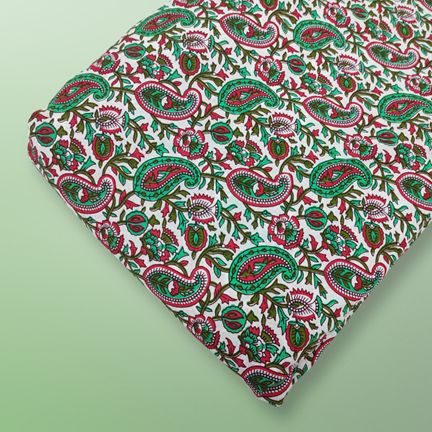 4 Meter Cotton Hand Printed Fabric