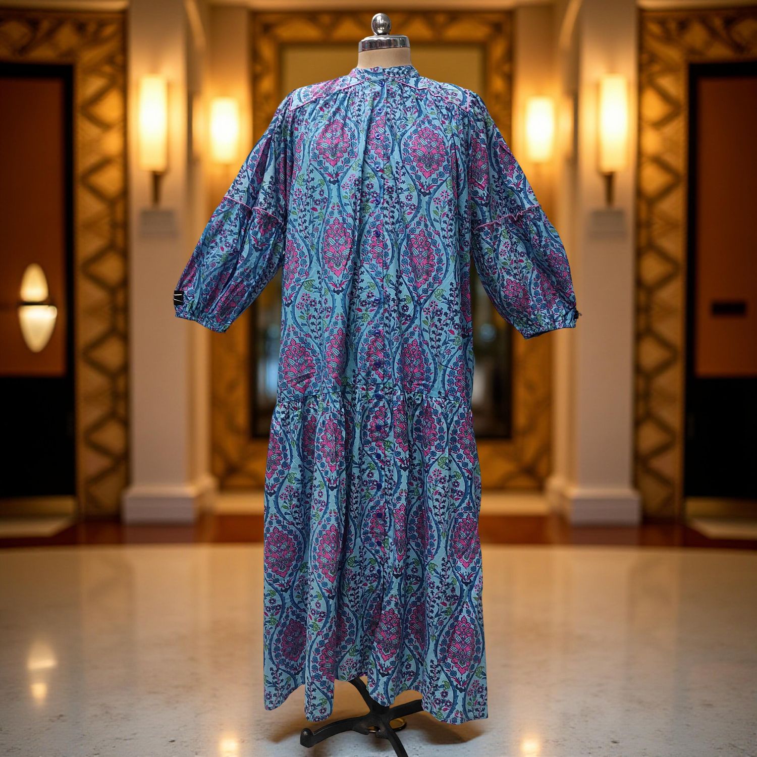 XS-S Yazrin Printed Cotton Dress 54" Long Jalabiya