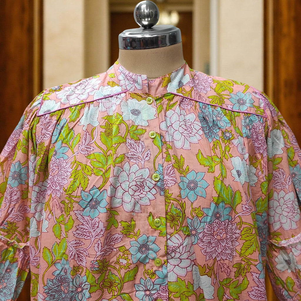 2XL-3XL Yazrin Printed Cotton Dress 57" Long Jalabiya