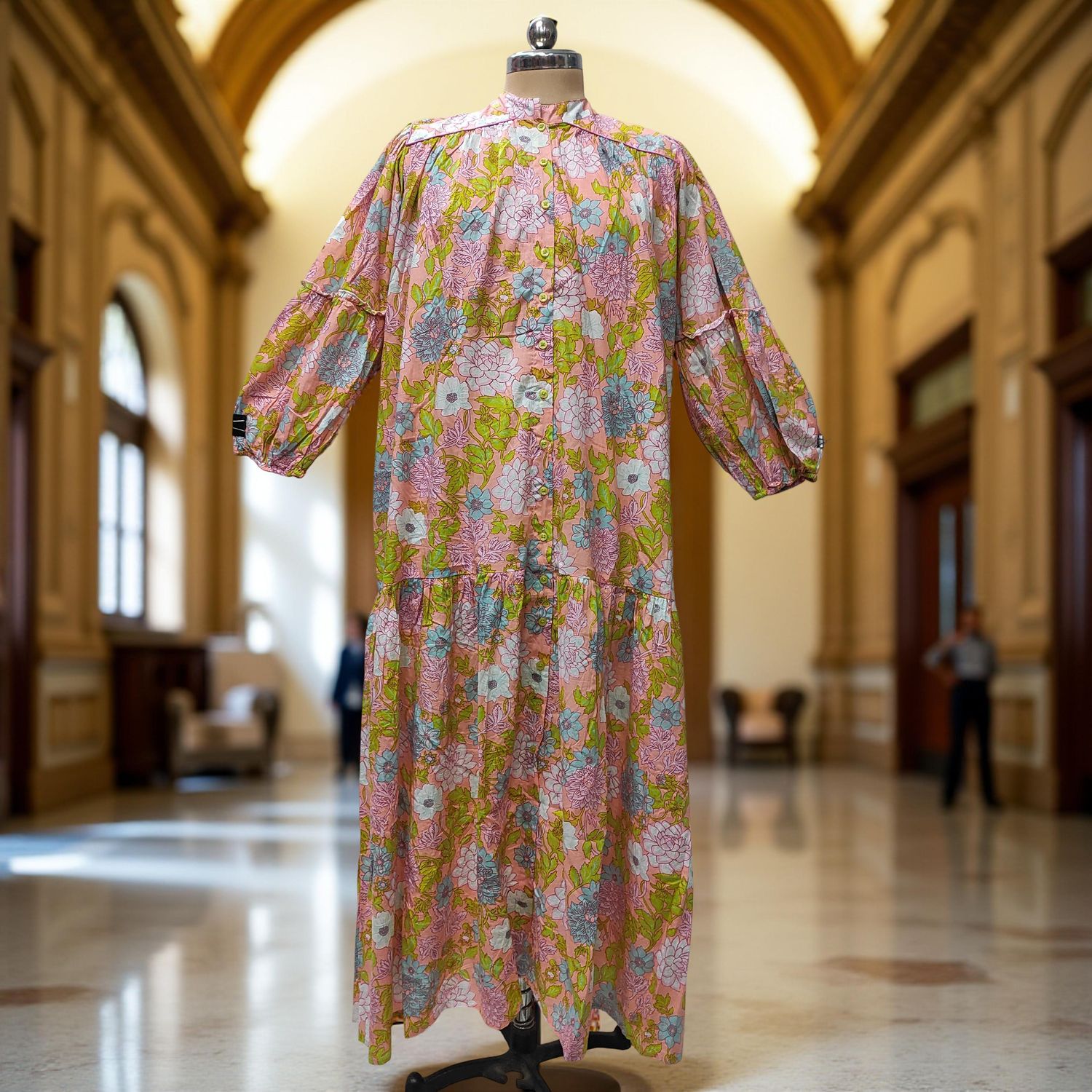2XL-3XL Yazrin Printed Cotton Dress 57" Long Jalabiya