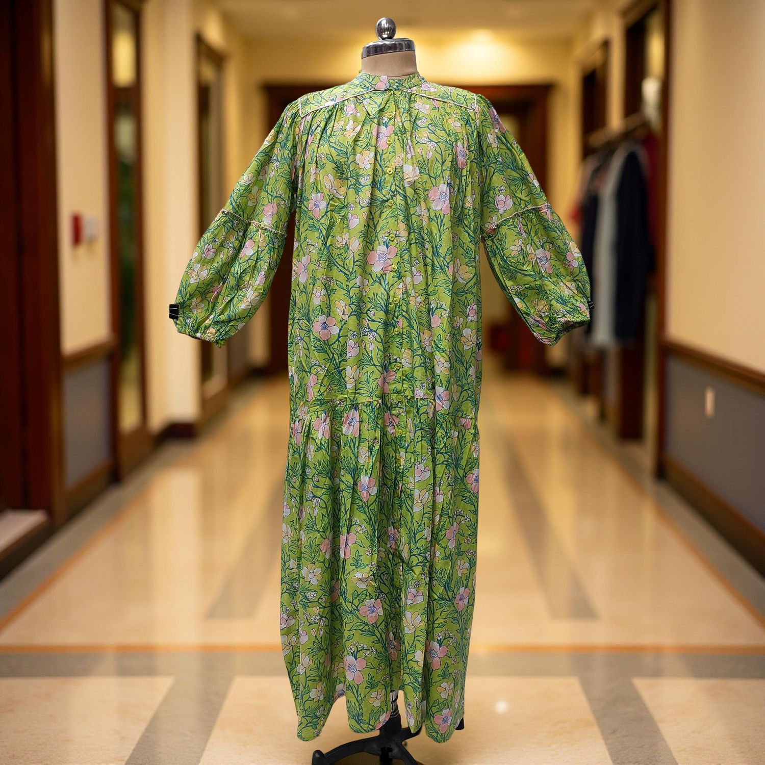 XS-S Yazrin Printed Cotton Dress 54" Long Jalabiya