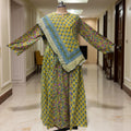 L-XL Heba Cotton Printed Dress 57" Long Jalabiya With Sheila