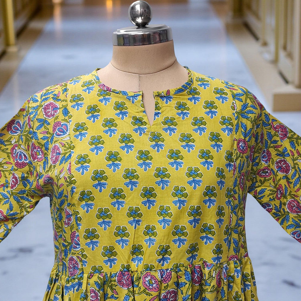 L-XL Heba Cotton Printed Dress 57" Long Jalabiya With Sheila
