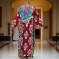 L-XL Heba Cotton Printed Dress 57" Long Jalabiya With Sheila