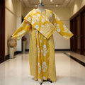 2XL-3XL Heba Printed Cotton Dress 57" Long Jalabiya With Sheila
