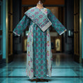 S-M Heba Cotton Printed Dress 57" Long Jalabiya With Sheila