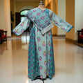 S-M Heba Printed Cotton Dress 57" Long Jalabiya With Sheila