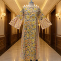 S-M Heba Cotton Printed Dress 57" Long Jalabiya With Sheila