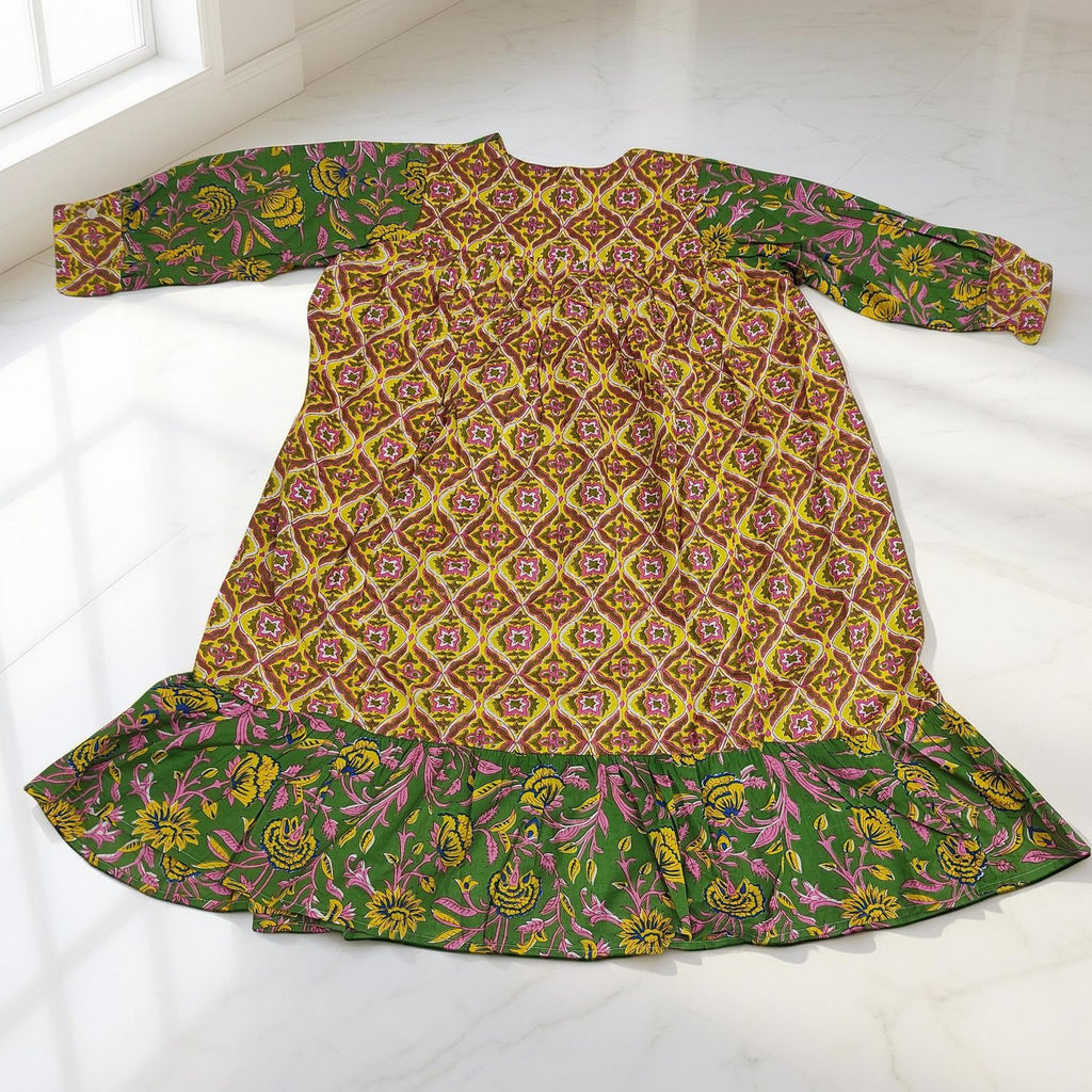 6-7 Year Yamana Printed Cotton  Dress 36" Long Jalabiya