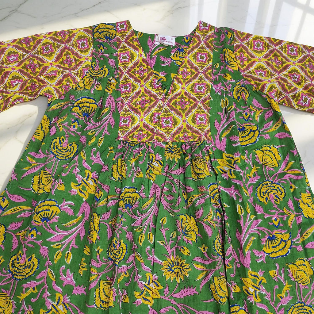6-7 Year Yamana Printed Cotton  Dress 36" Long Jalabiya