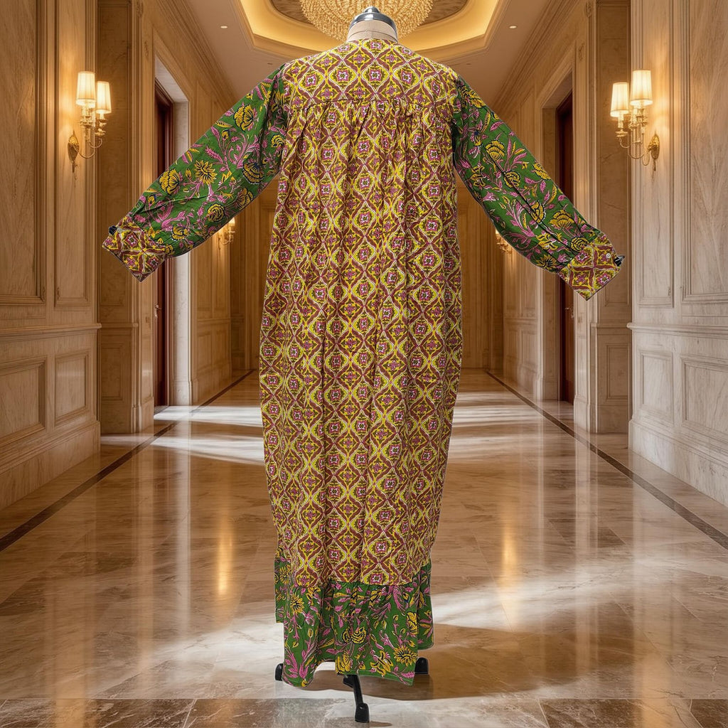 10-11 Year Yamana Printed Cotton Dress 46" Long Jalabiya