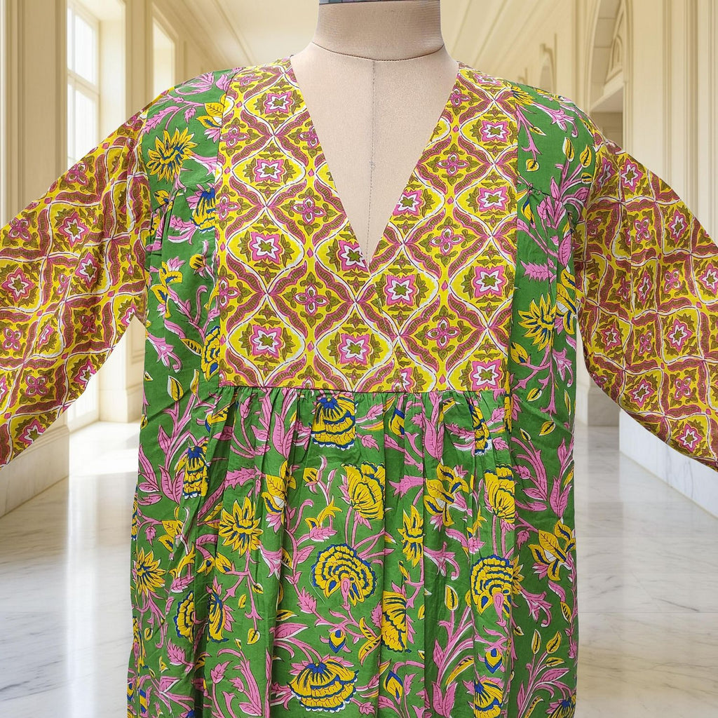 2XL-3XL Yamana Printed Cotton Dress 57" Long Jalabiya