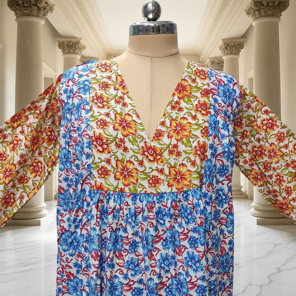 8-9 Year Yamana Printed Cotton  Dress 40" Long Jalabiya