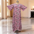 XS-S Ariya Printed Cotton Dress 54" Short Sleeves Jalabiya