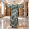 2XL-3XL Ariya Printed Cotton Dress 57" Short Sleeves Jalabiya