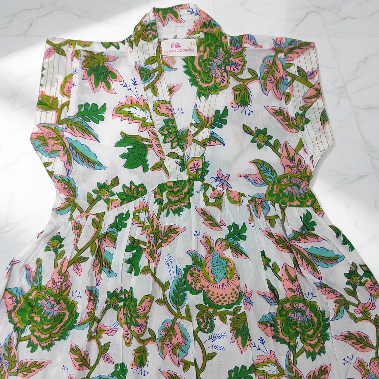 4-5 Year Amani Printed Cotton Girls Dress 34" Short Sleeves Jalabiya