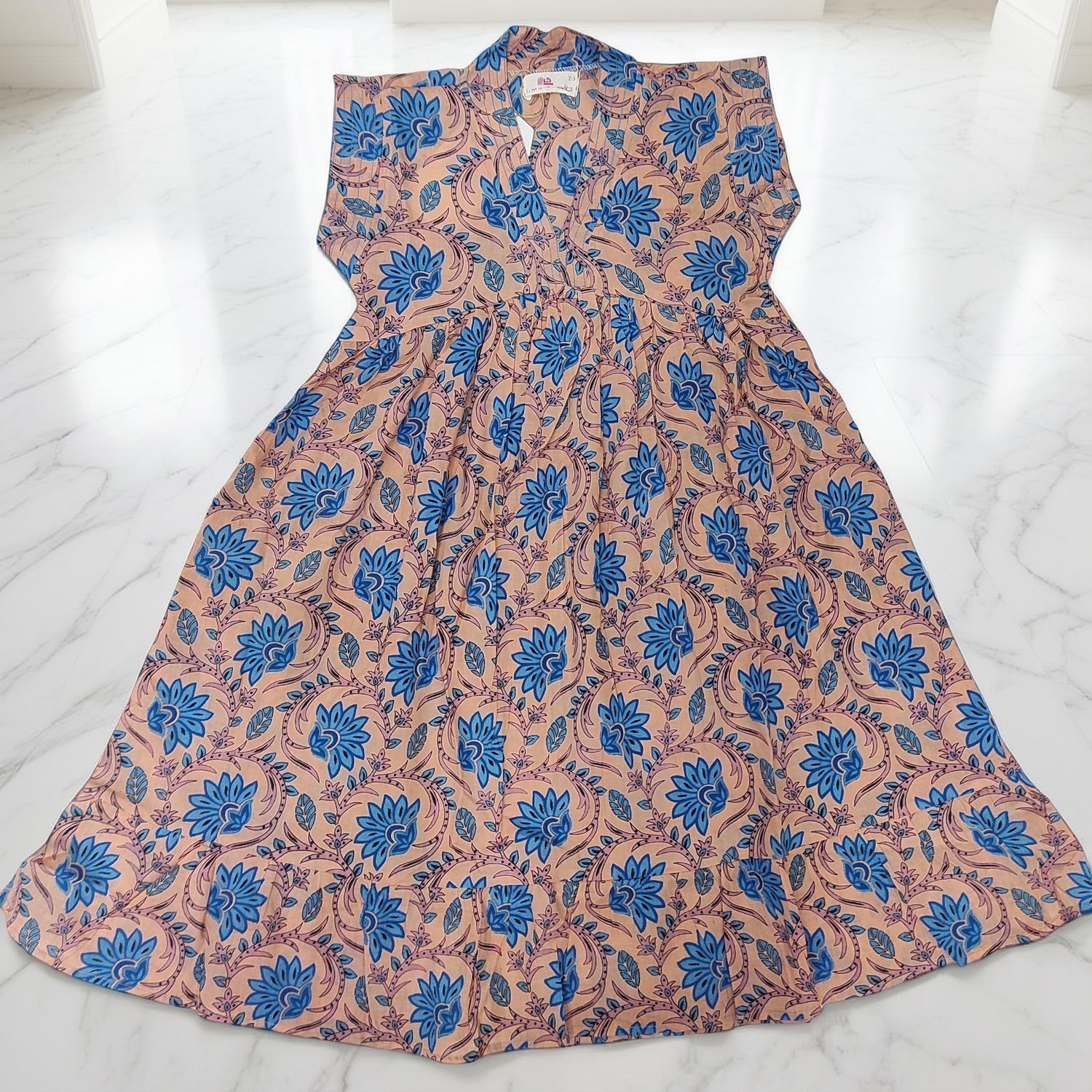 4-5 Year Amani Printed Cotton Girls Dress 34" Short Sleeves Jalabiya