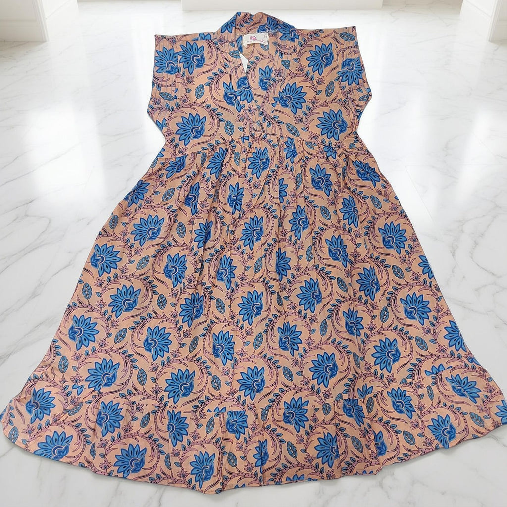 1-2 Year Amani Printed Cotton Girls Dress 26'' Short Sleeves Jalabiya