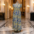 S-M Amani Printed Cotton Dress 57" Short Sleeves Jalabiya