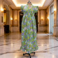 S-M Amani Printed Cotton Dress 57" Short Sleeves Jalabiya