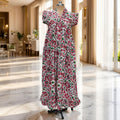 S-M Amani Printed Cotton Dress 57" Short Sleeves Jalabiya