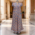 L/XL Amani Printed Cotton Dress 57" Short Sleeves Jalabiya