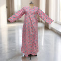 12-13 Year Qifa Printed Cotton Girls Dress 50" Long Jalabiya