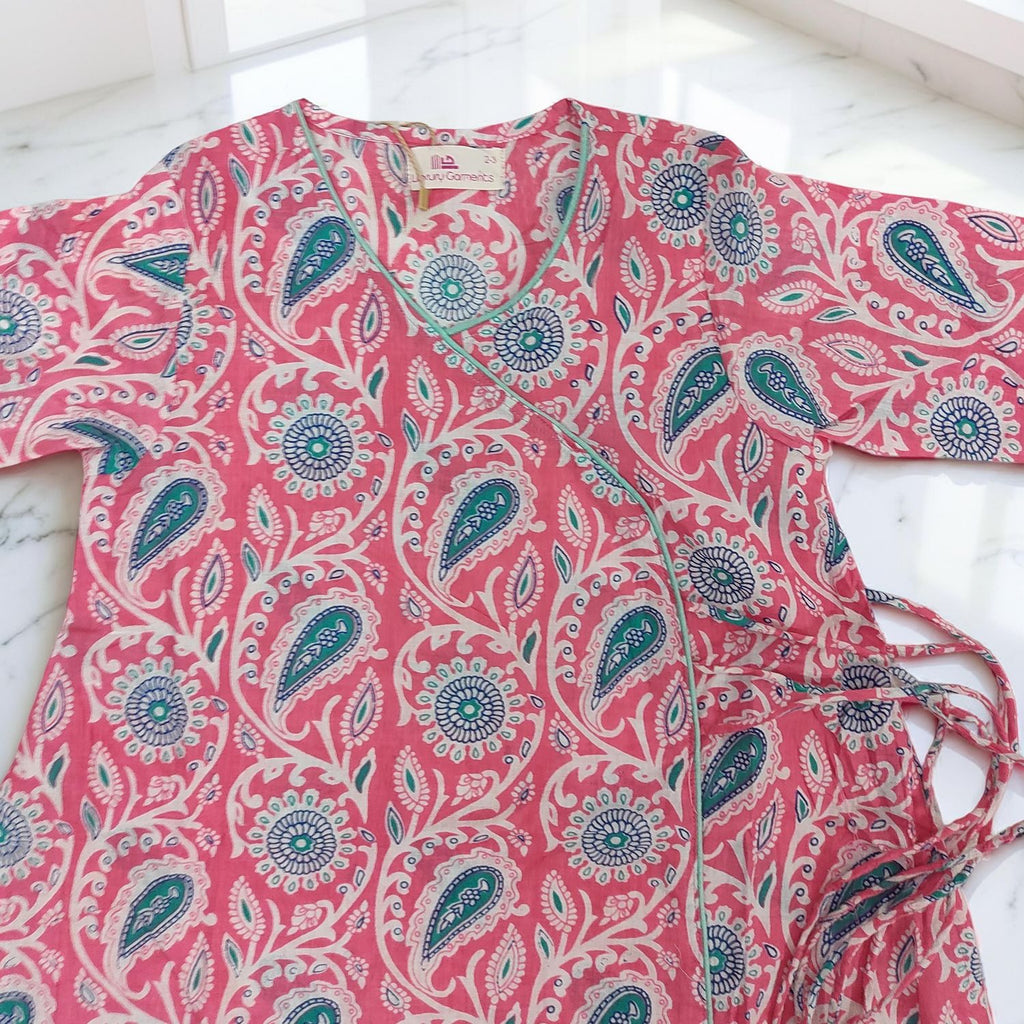 1-2 Year Qifa Printed Cotton Girls Dress 26" Long Jalabiya