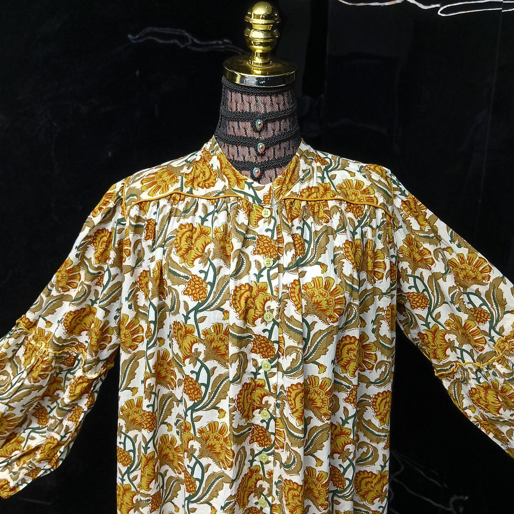 L-XL Yazrin Printed Cotton Dress 57" Long Jalabiya