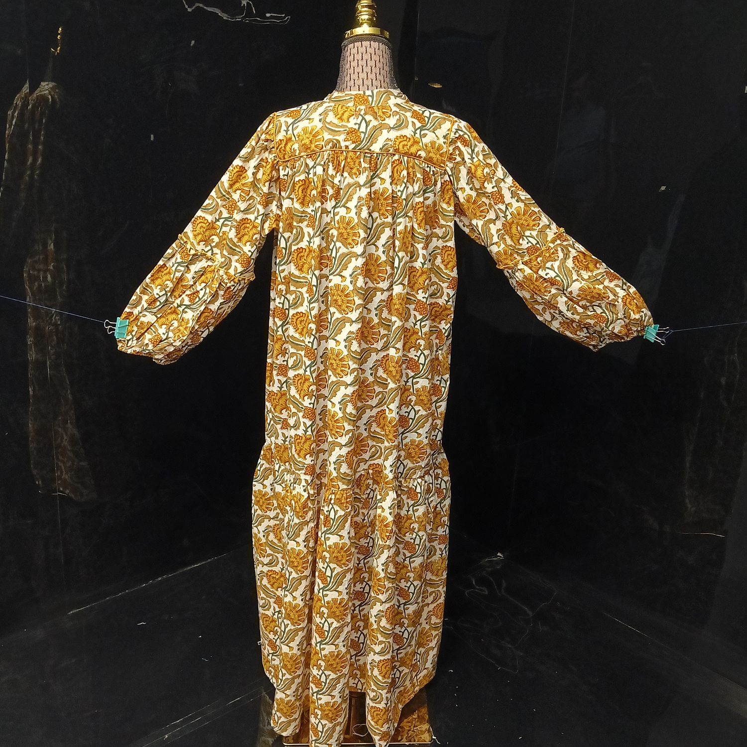 L-XL Yazrin Printed Cotton Dress 57" Long Jalabiya