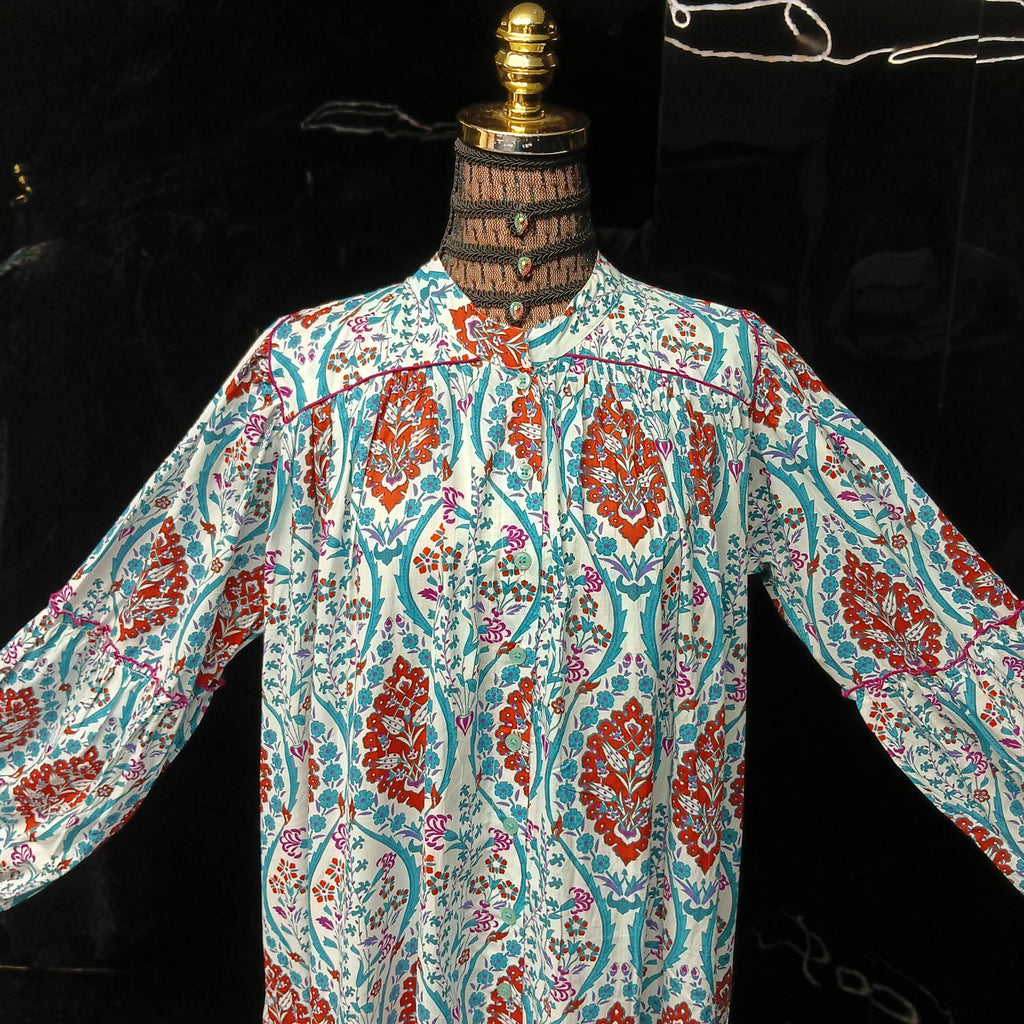XS-S Yazrin Printed Cotton Dress 54" Long Jalabiya